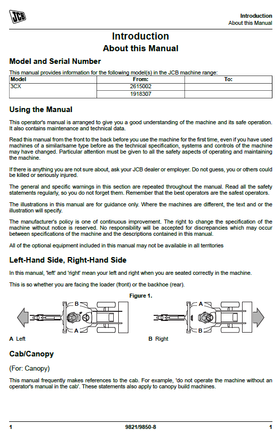 Free JCB 3CX Backhoe Loader Operator Manual PDF Instructions