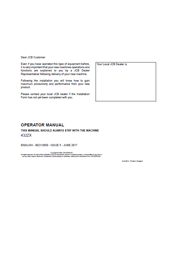 Free JCB 432ZX Wheel Loader Operating Guide PDF