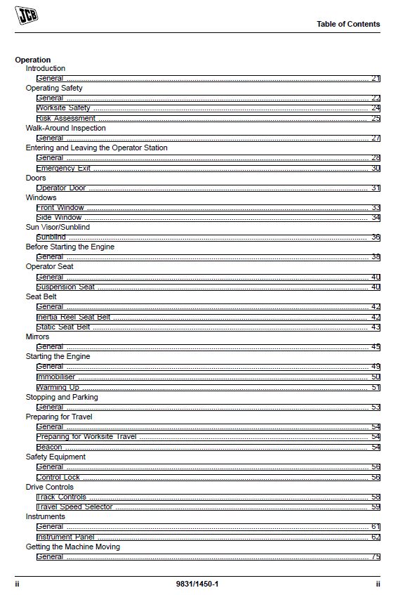 Free JCB JS70, JS80 Operator Manual PDF Access