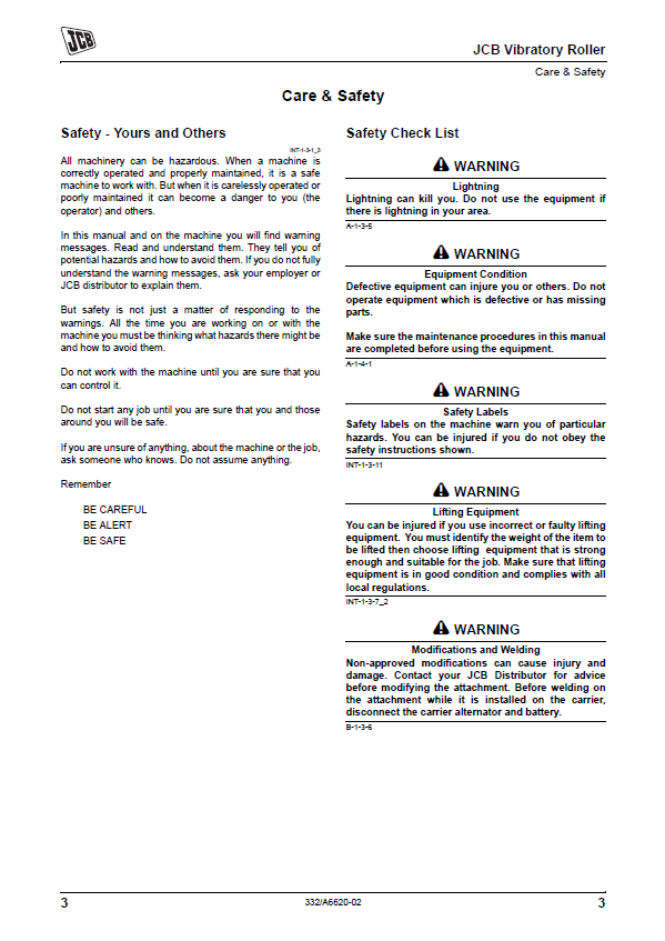 Free JCB Vibratory Roller Operator PDF Handbook