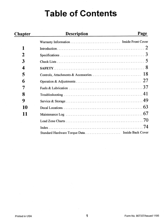 GEHL 1083 Boom Forklift Operator Manual 907337 PDF Download