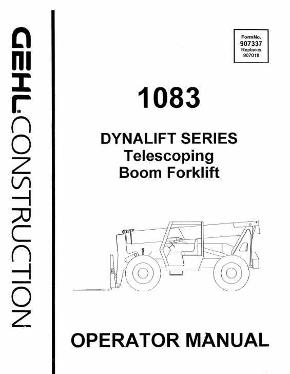 GEHL 1083 Dynalift Series Telescoping Boom Forklift Operator Manual PDF