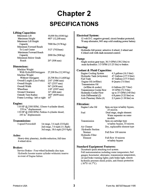 GEHL 1083 Telescoping Boom Forklift Owner's Manual PDF Download