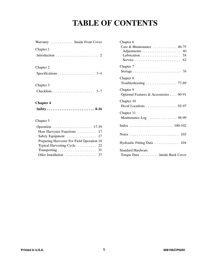 GEHL 1085 & 1285 Forage Harvester Operation and Maintenance Manual