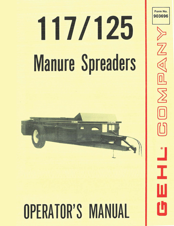 GEHL 117 & 125 Manure Spreader Operator Manual 903696 PDF Download