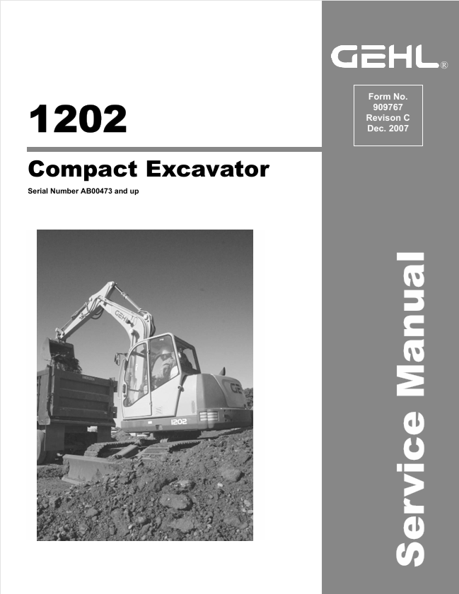 GEHL 1202 Compact Excavator Service Manual 909767 PDF Download