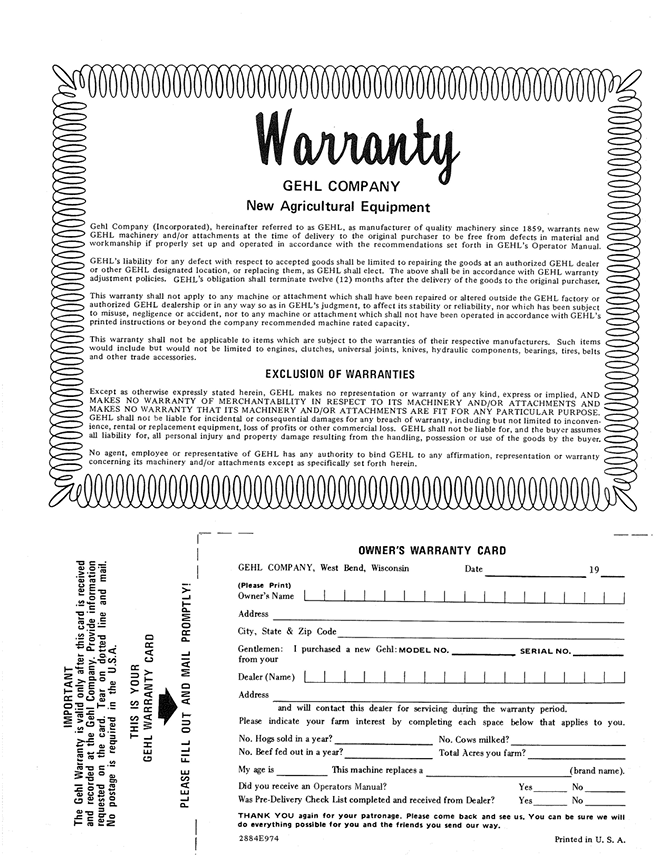 GEHL 180MS and 250MS Agricultural Spreader Manual 901920 PDF