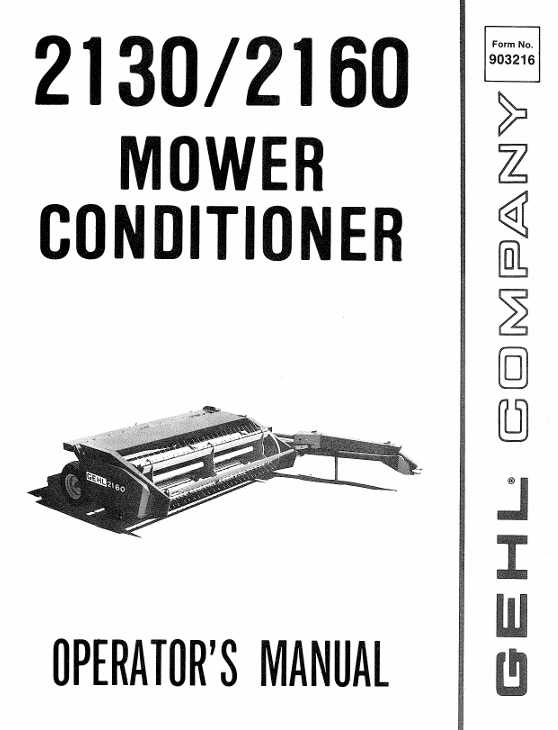 GEHL 2130 & 2160 Mower Conditioner Operator Manual 903216 PDF