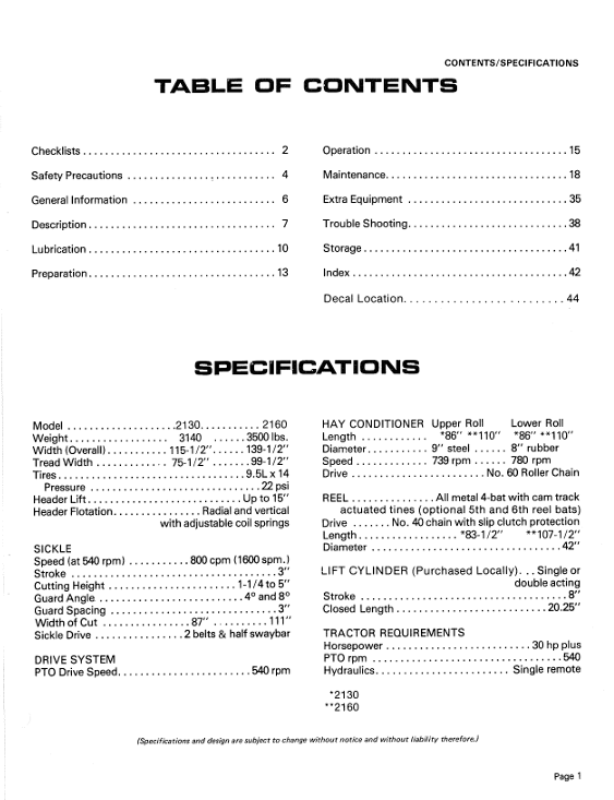 GEHL 2130 & 2160 Operator Manual PDF – Mower Conditioner 903216
