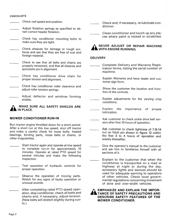 GEHL 2230 Mower Conditioner Operator's Manual PDF Download