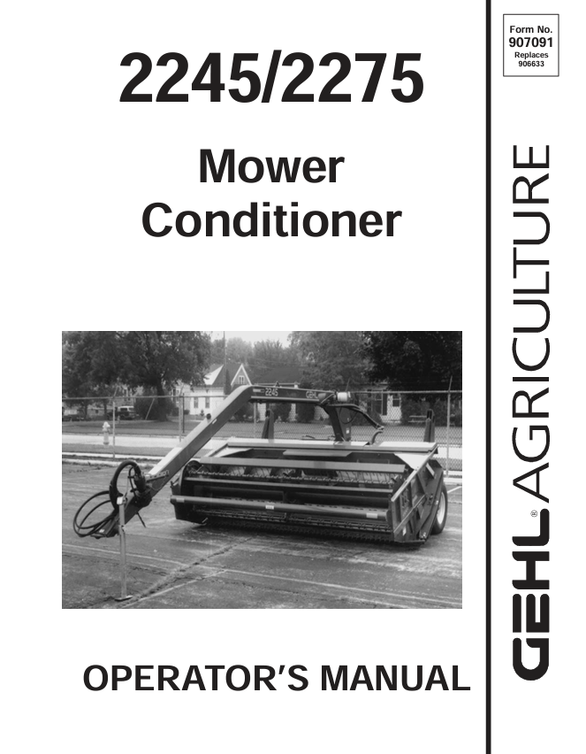 GEHL 2245 & 2275 Mower Conditioner Operator Manual 907091 PDF Download