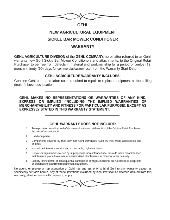 GEHL 2245 2275 Operator Manual PDF – Mower Conditioner 907091
