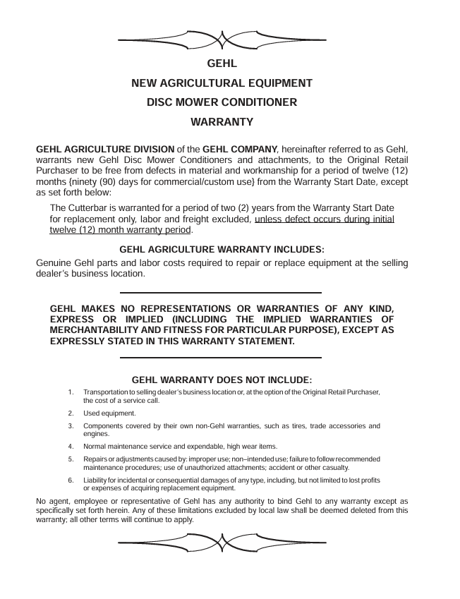 GEHL 2340 2360 Disc Mower Conditioner Operator's Manual PDF Download