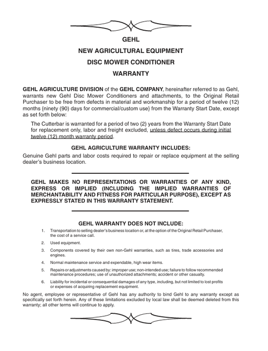 GEHL 2345, 2365 Disc Mower Conditioner Owner's Operator Manual PDF