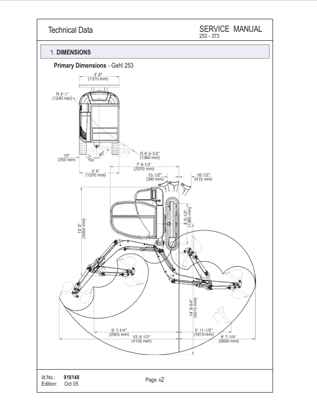 GEHL 253, 303, 353, 373 Compact Excavator Repair Manual 918148