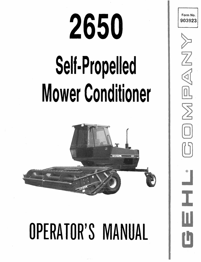 GEHL 2650 Self-Propelled Mower Conditioner Operator Manual PDF