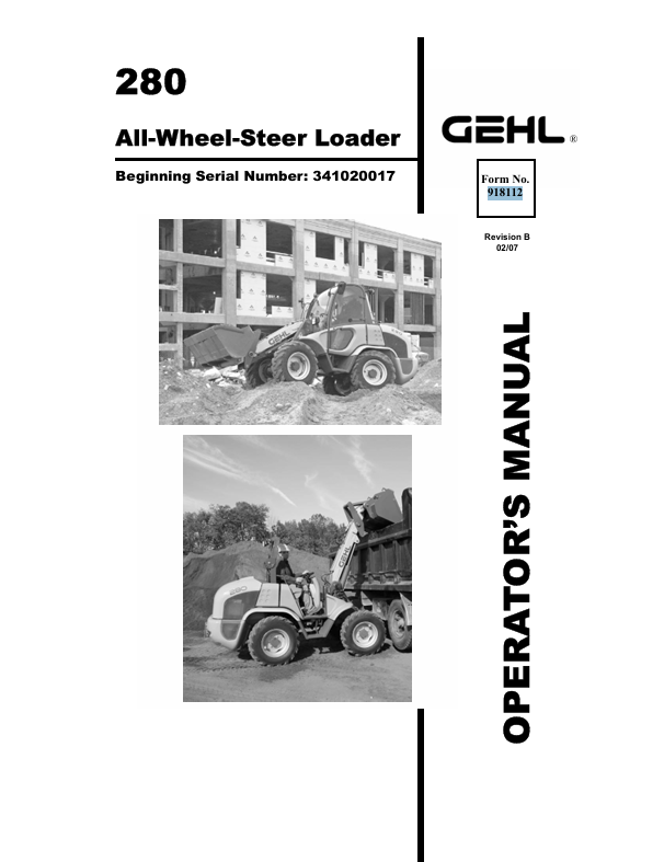 GEHL 280 All Wheel Steer Loader Operator Manual 918112 PDF Download