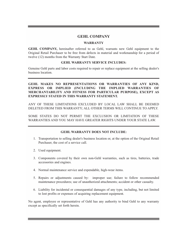 GEHL 280 Loader Operator Manual PDF – Manual No. 918112