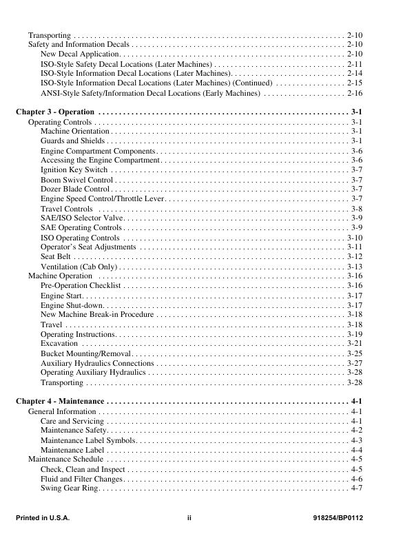 GEHL 283Z Compact Excavator Owners Manual 918254 PDF