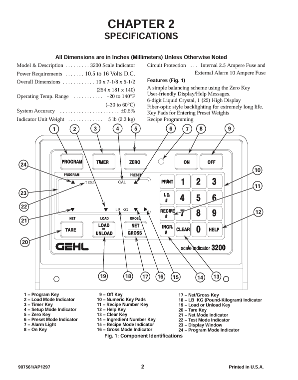 GEHL 3200 Scale Indicator Operation & Maintenance Manual PDF