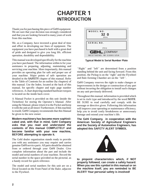 GEHL 3210 3250 Rectangular Baler Operators Manual 904780 PDF