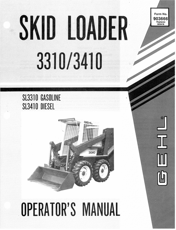 GEHL 3310 & 3410 Skid Loader Operator Manual 903666 PDF Download