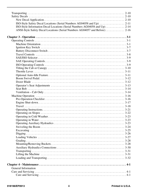 GEHL 383Z Excavator Operator & Maintenance Manual 918196 PDF