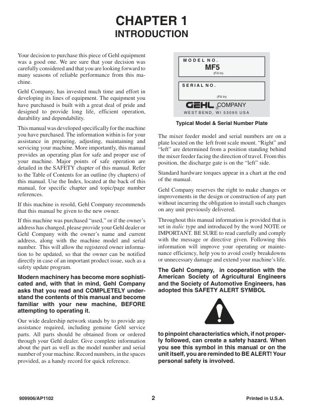 GEHL 4-Auger Mixer Feeder 5450 5510 5575 5750 5950 Manual PDF