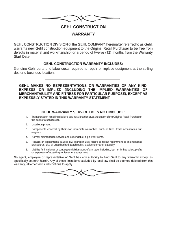 GEHL 418T Wheel Loader Operator & Maintenance Manual PDF 909879