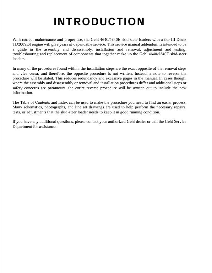 GEHL 4640E & 5240E Deutz TD2009L4 Service Manual PDF