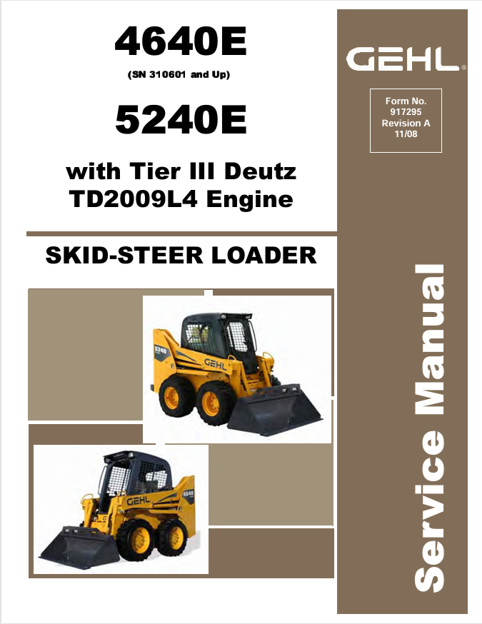 GEHL 4640E 5240E Skid Steer Service Manual 917295 PDF