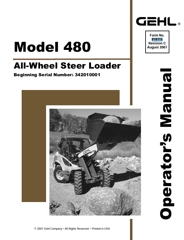 GEHL 480 All Wheel Steer Loader Operator Manual 918115 PDF Download