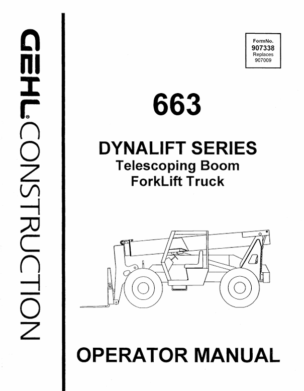 GEHL 663 Dynalift Series Telescoping Boom Forklift Operator Manual PDF