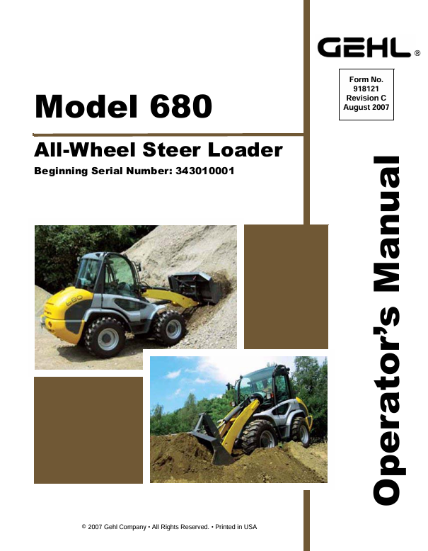 GEHL 680 All Wheel Steer Loader Operator Manual 918121 PDF Download