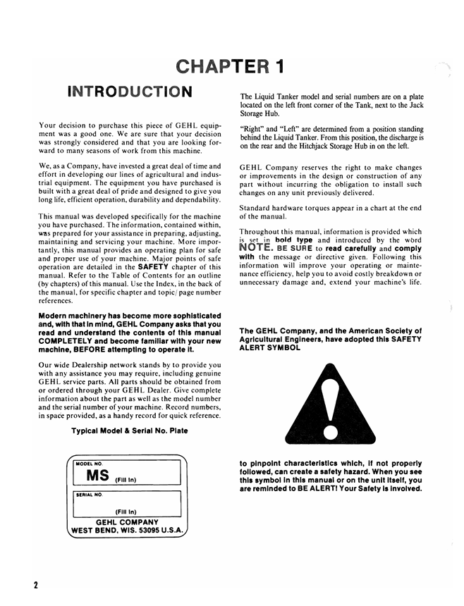 GEHL 700 Series Manure Spreader Operator's Manual 903748 PDF