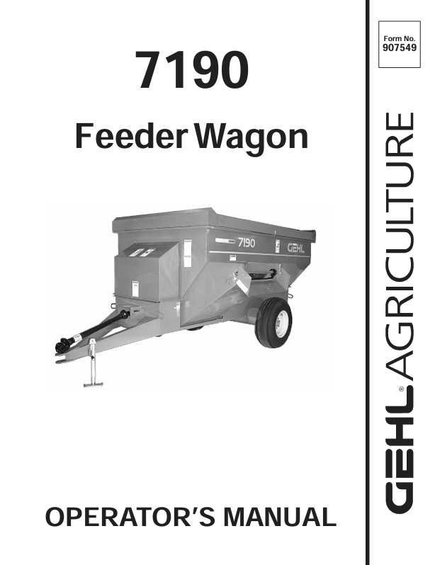 GEHL 7190 Feeder Wagon Operator Manual 907549 PDF Download