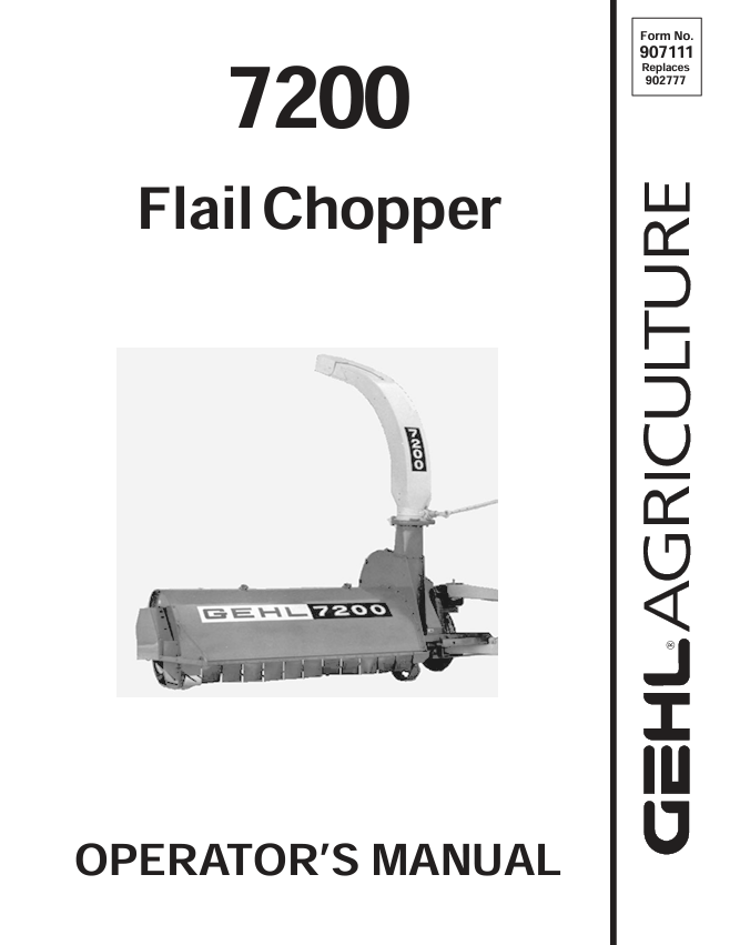 GEHL 7200 Flail Chopper Operator Manual 907111 PDF Download