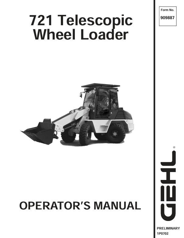 GEHL 721 Telescopic Wheel Loader Operator Manual 909887 PDF Download