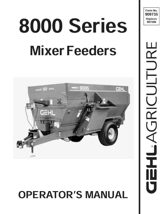 GEHL 8000 Series Mixer Feeder Operator Manual 909735 PDF Download