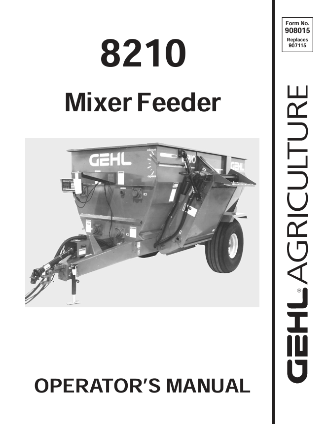 GEHL 8210 Mixer Feeder Operator Manual 908015 PDF Download