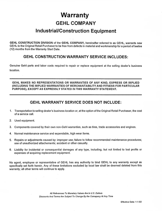 GEHL 883 Telescoping Boom Forklift Operator Manual 907336 PDF Download