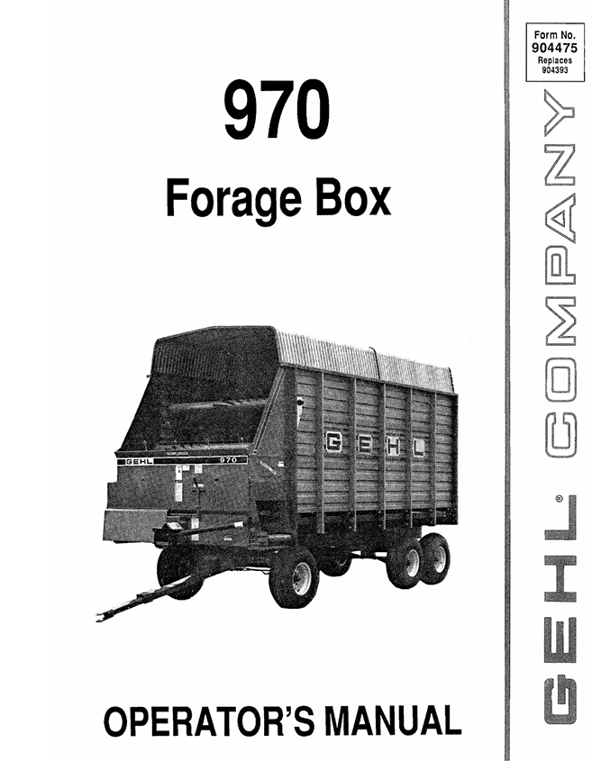 GEHL 970 Forage Box Operator Manual 904475 PDF Download