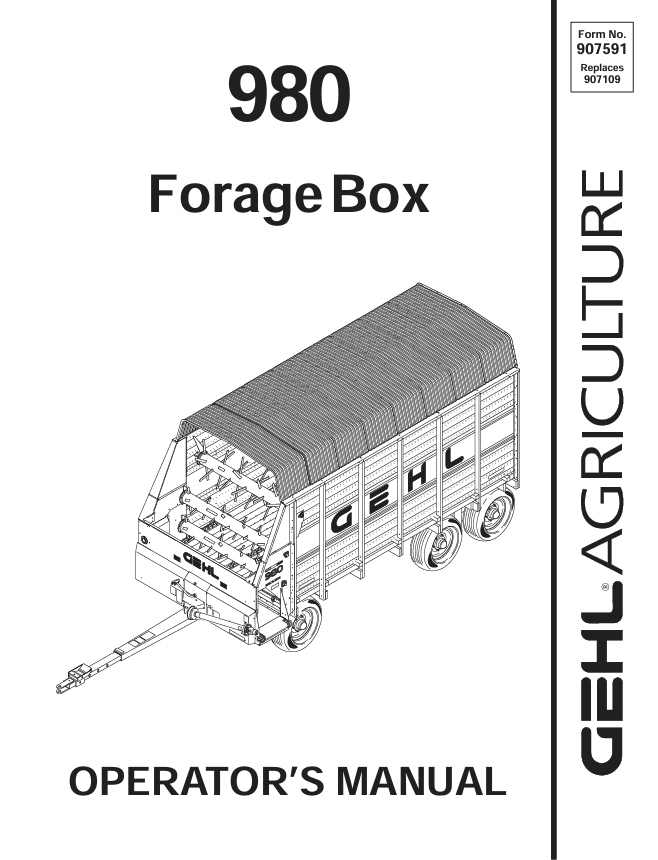 GEHL 980 Forage Box Operator Manual 907591 PDF Download