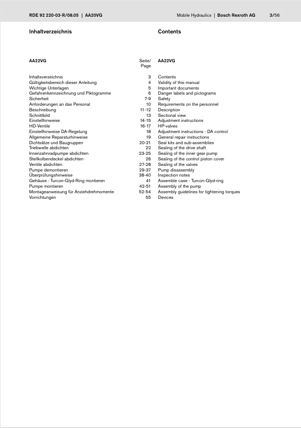 GEHL AA20VG Combination Pump Service & Repair Manual 917261