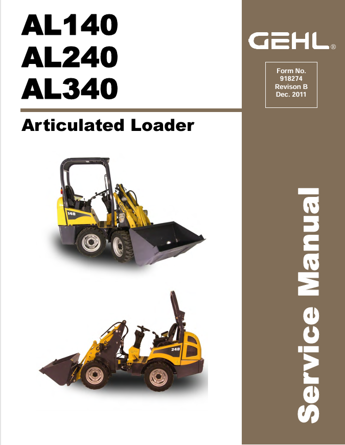 GEHL AL140, AL240, AL340 Articulated Loader Service Manual 918274 PDF