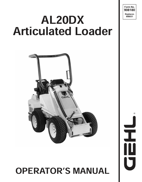 GEHL AL20DX Articulated Loader Operator Manual 908180 PDF Download