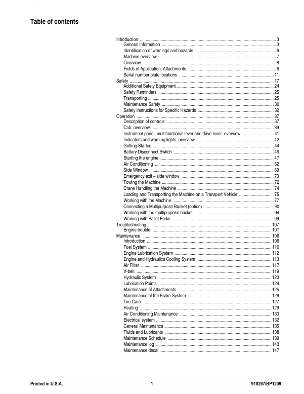 GEHL AWS46 Loader Operator & Maintenance Manual 918267 PDF