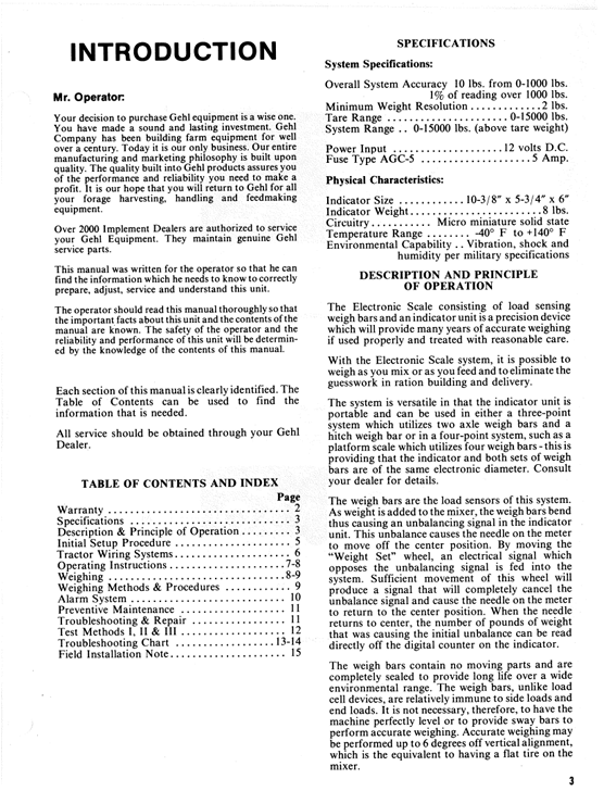 GEHL Analog Readout Scale Operation and Maintenance Manual 902283 PDF