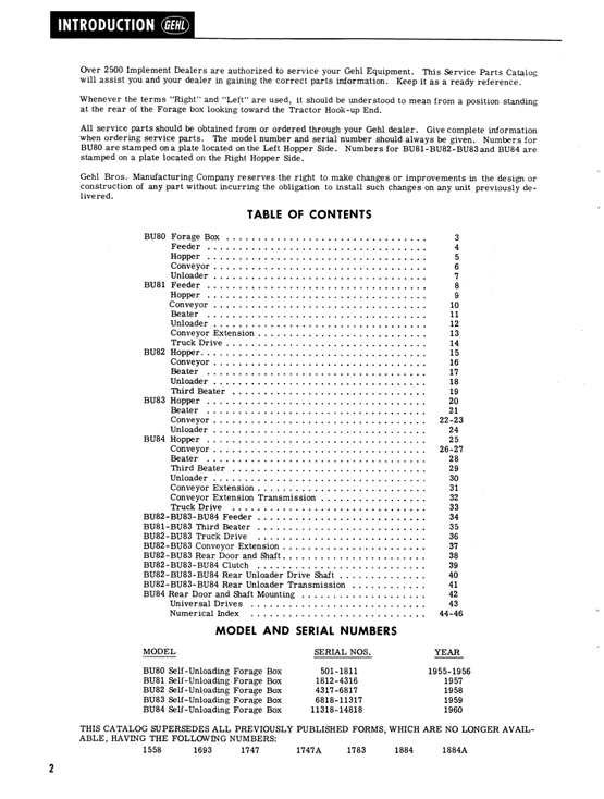 GEHL BU80 BU81 BU82 BU83 BU84 Forage Box Manual 903547 PDF