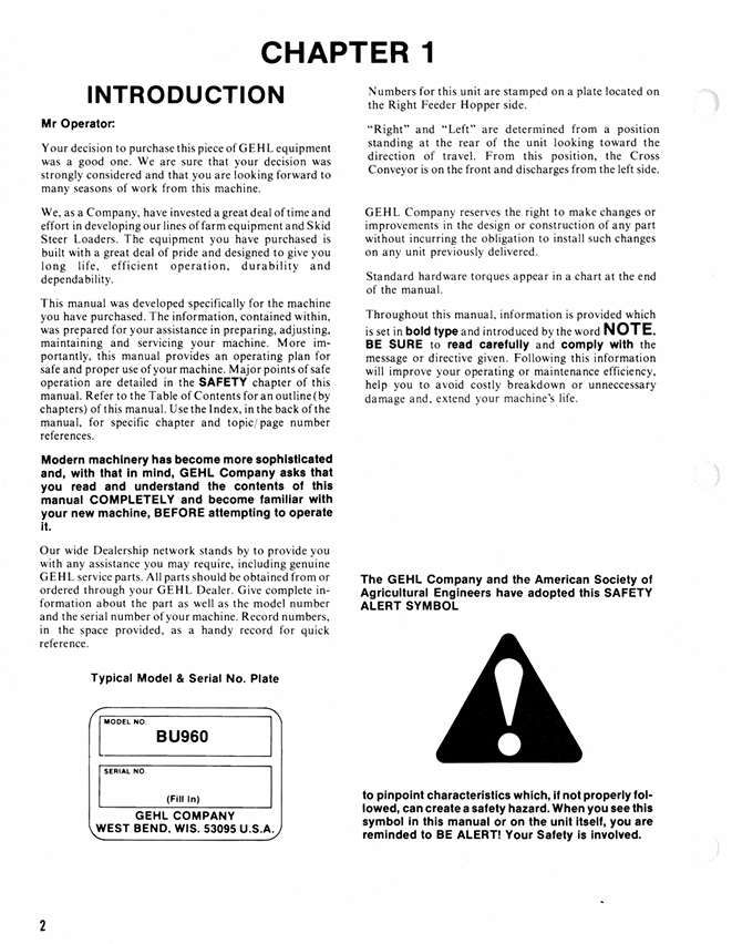 GEHL BU960 Forage Box Operation and Maintenance Manual 902995 PDF